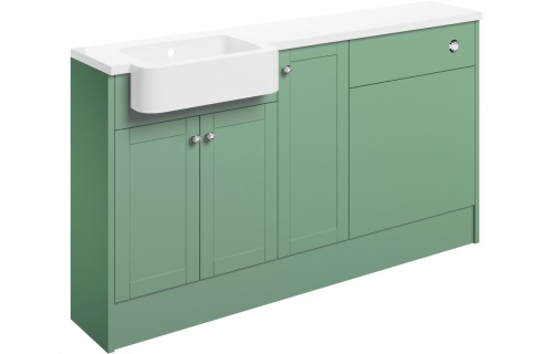 Apo 1542mm Basin  WC & 1 Door Unit Pack (LH) - Matt Sage Green