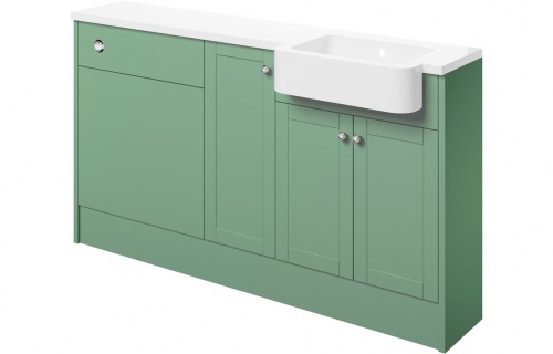 Apo 1542mm Basin  WC & 1 Door Unit Pack (RH) - Matt Sage Green