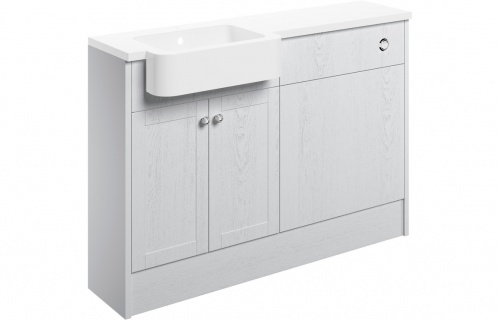 Apo 1242mm Basin & WC Unit Pack (LH) - Satin White Ash