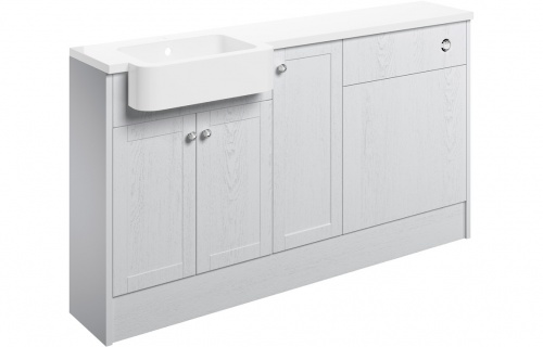 Apo 1542mm Basin  WC & 1 Door Unit Pack (LH) - Satin White Ash