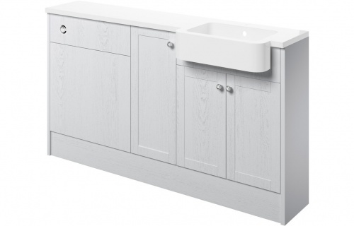 Apo 1542mm Basin  WC & 1 Door Unit Pack (RH) - Satin White Ash