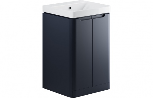 Bona 500mm 2 Door Floor Standing Cloakroom Basin Unit - Matt Indigo