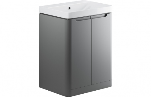 Bona 600mm 2 Door Floor Standing Basin Unit - Matt Grey