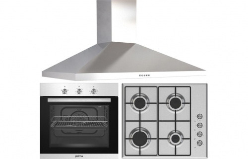 Prima Oven, Gas Hob & Chimney Hood Pack - St/Steel