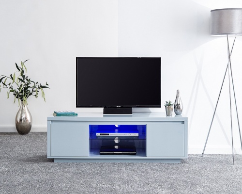 Polar Large Free-Standing White TV Unit with LEDs